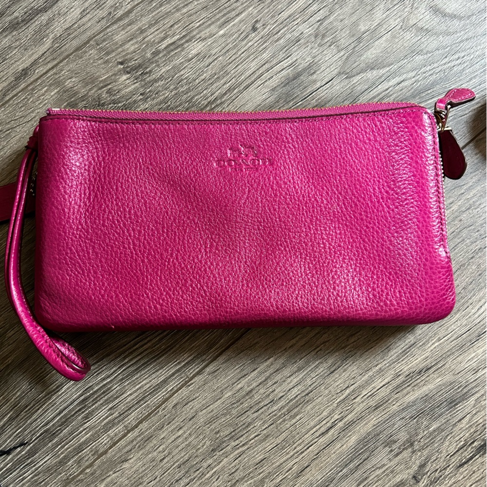 Leather coach wristlet